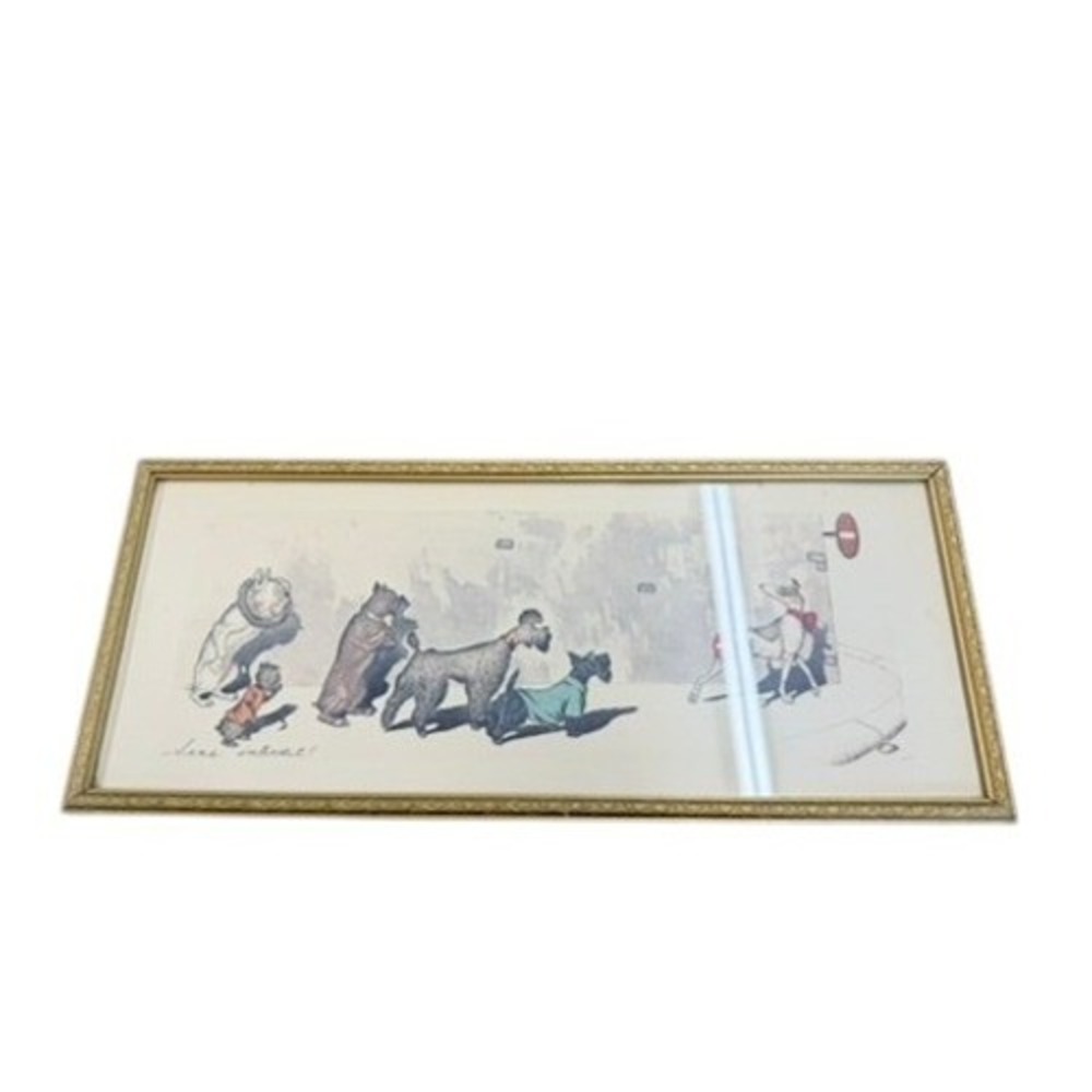 Boris O'Klein Sens Interdit Dirty Dogs of Paris  Framed Lithograph Print‎ RARE!
